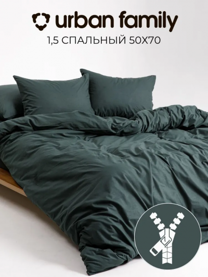 Постельное Белье 1.5-спальное на резинке Шторм 819 50х70 1шт. Однотонное Перкаль Urban Family